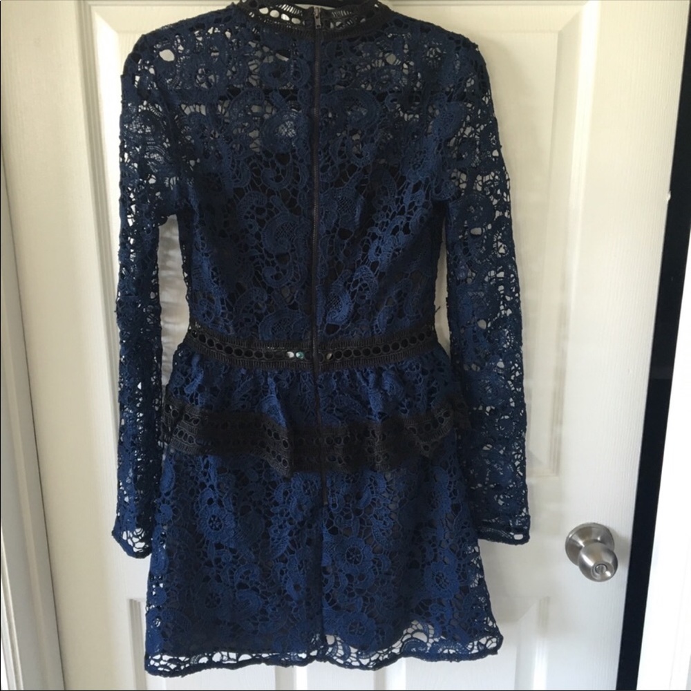 Do+be navy and black lace tiered ruffle dress